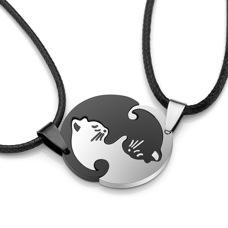 Black and White Cat Keychain Matching Keychain Gifts for Couple-Lorajewel