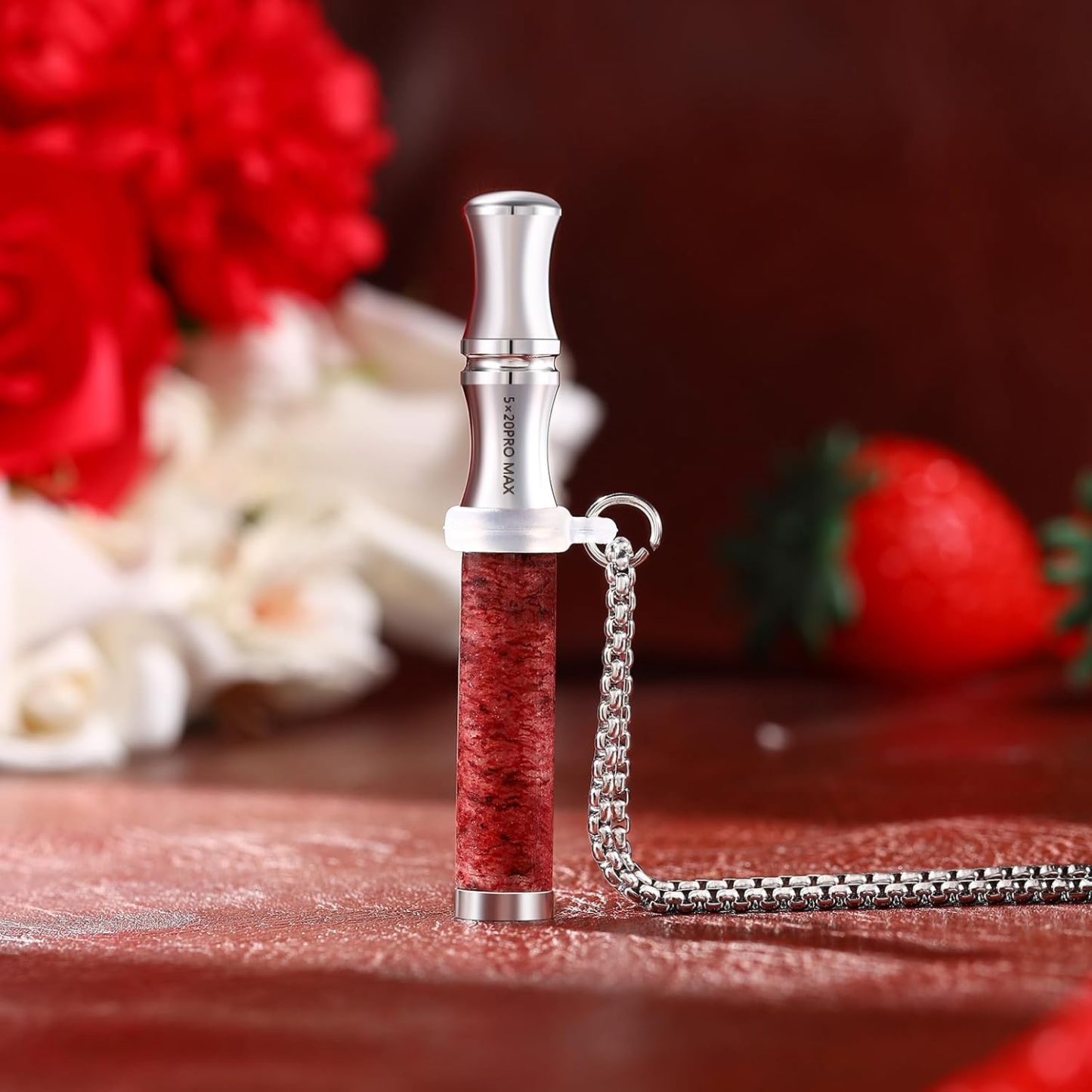 Tiger Eye Stone Breathing Necklace, Steel Accents