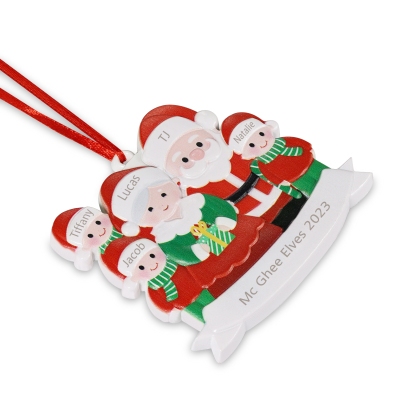 5 Names -  Personalized Resin Santa Claus Hanging Ornaments Customized Name & Text Christmas Ornament Gift for Family Friends