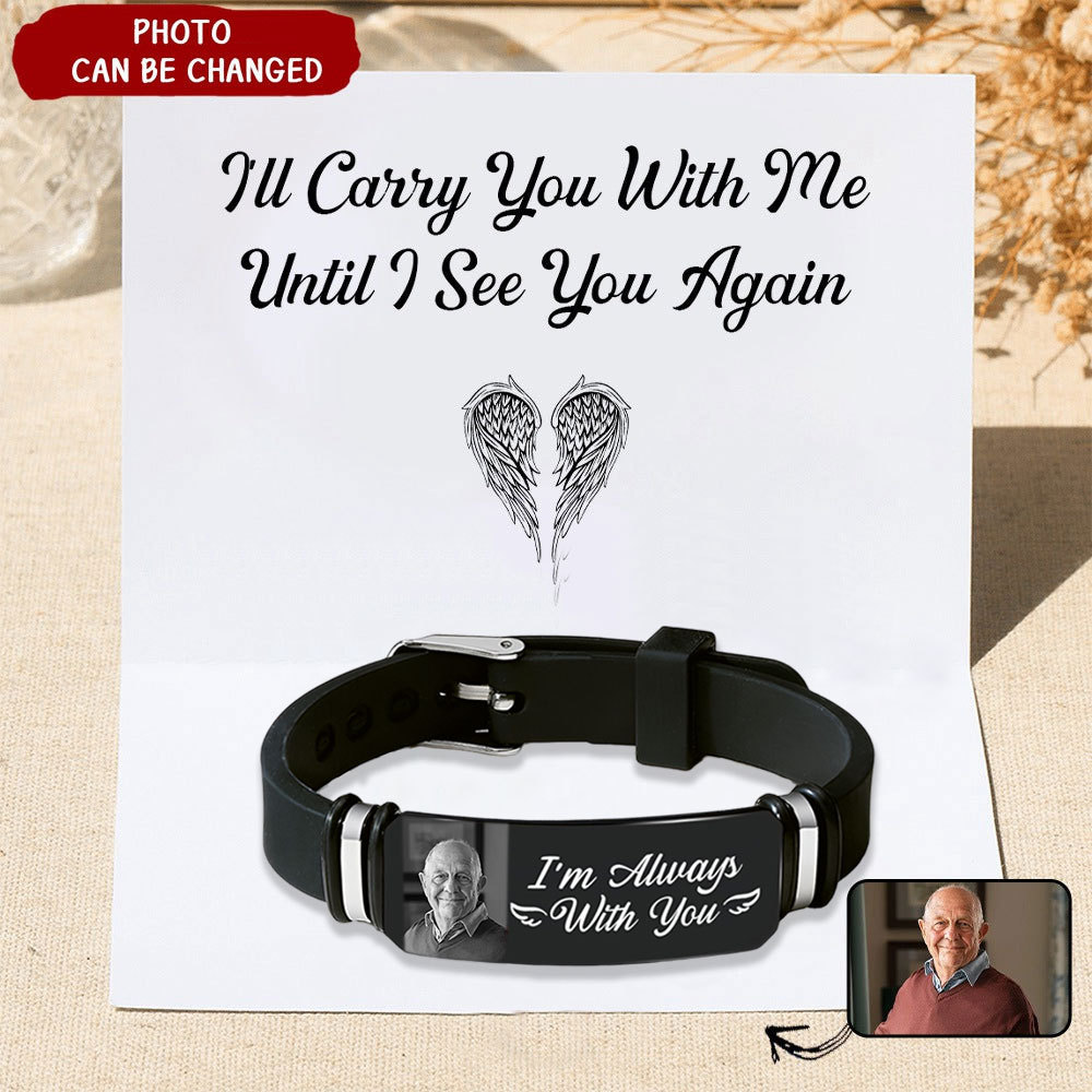 Personalized Memorial Bracelet Custom Photo with Card - I'm Always With You