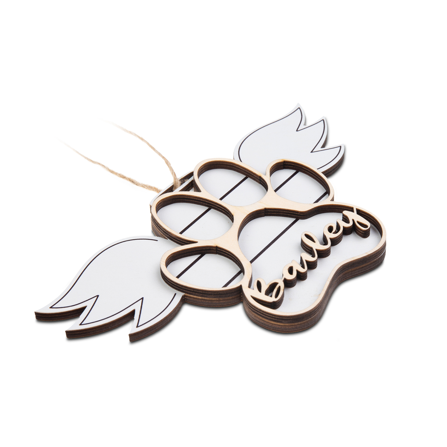 Personalized Dog Paw Christmas Ornament Angel Wings Hanging Ornament