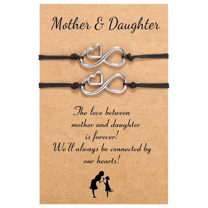  Mother and Daughter Infinity Bracelet Heart Bracelets Set Back To School Gift With Gift Card Set For Kids