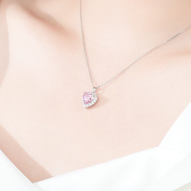 Personalized 925 Silver Heart Charm Necklace Custom Birthstone Necklace Birthday Gifts For Her