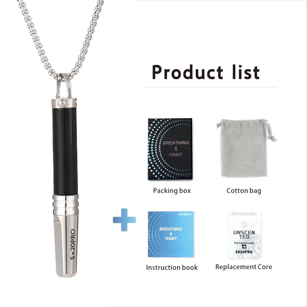 Gemstone Cylinder Breathing Necklace, Steel Tip