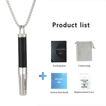 Gemstone Cylinder Breathing Necklace, Steel Tip