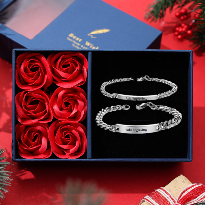 Personalized Cuban Chain Couple Bracelets Custom Names Matching Bracelet Love Gifts