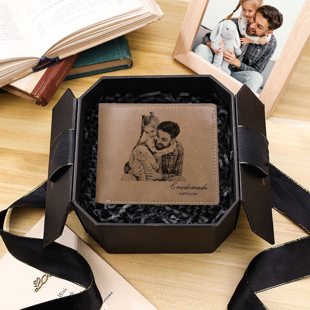 Men's Photo Custom Wallet Brown Gifts for Him