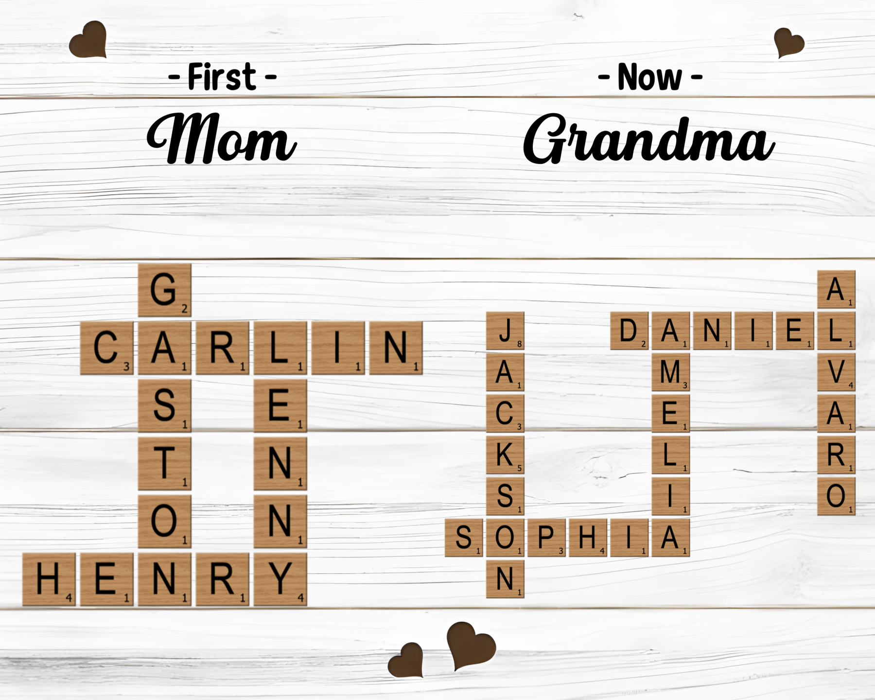 Personalized Wooden Plaque Crossword Family Keepsake Gift for Grandma | Lorajewel