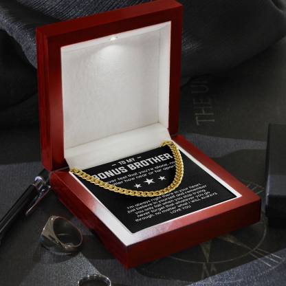 To My Bonus Brother Necklace Cuban Link Chain Necklace Gift Set - No Matter What I Will Always Love You