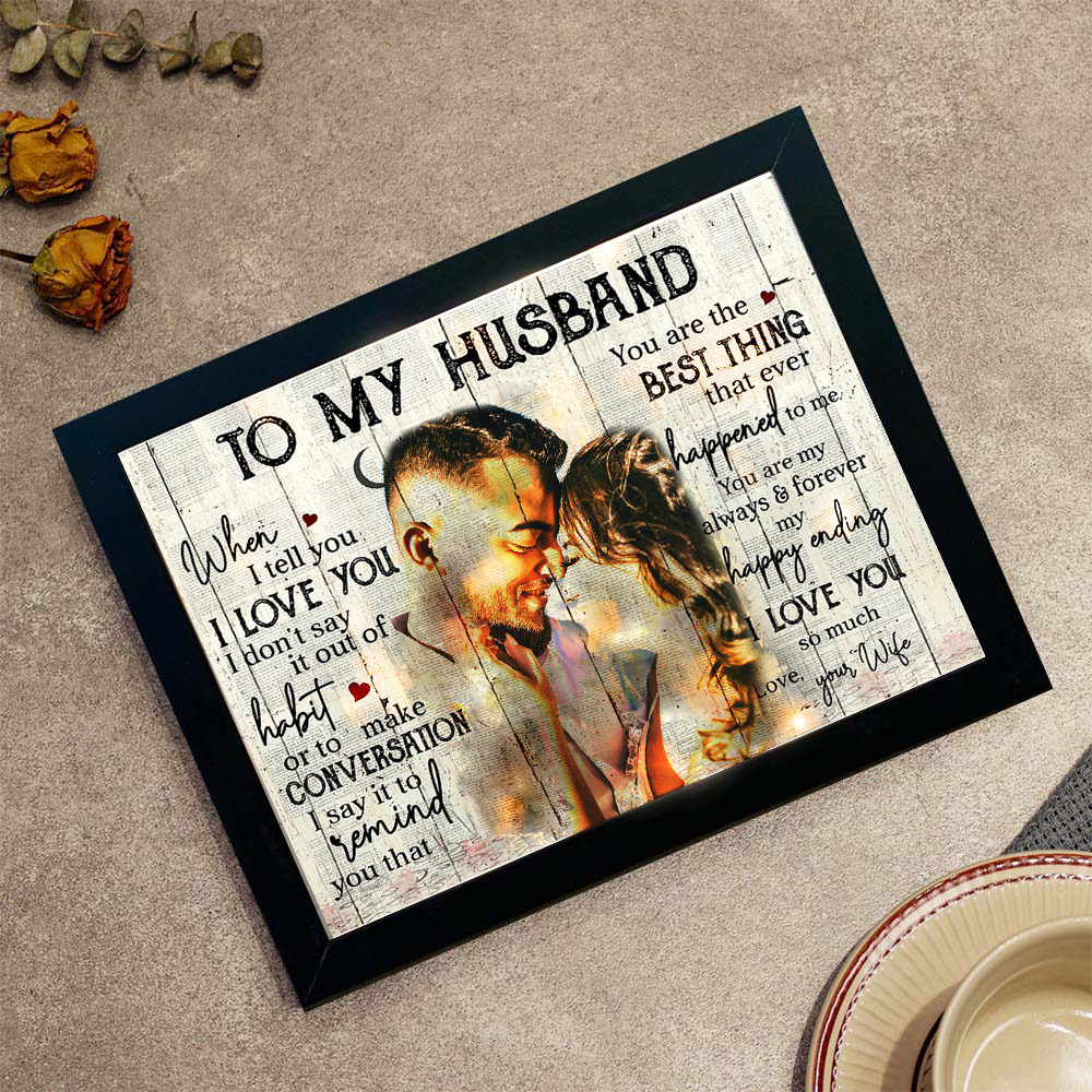 To My Husband Photo Frame Personalized LED Light Shadow Box