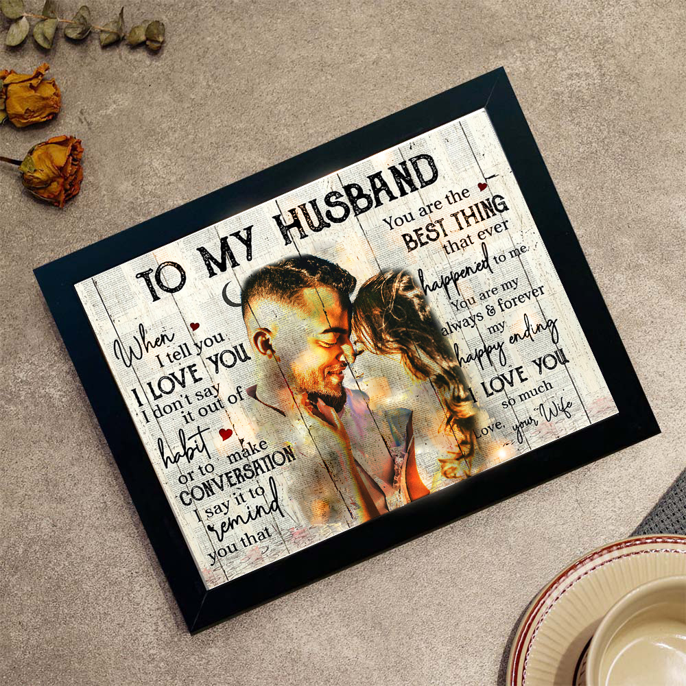 To My Husband Photo Frame Personalized LED Light Shadow Box