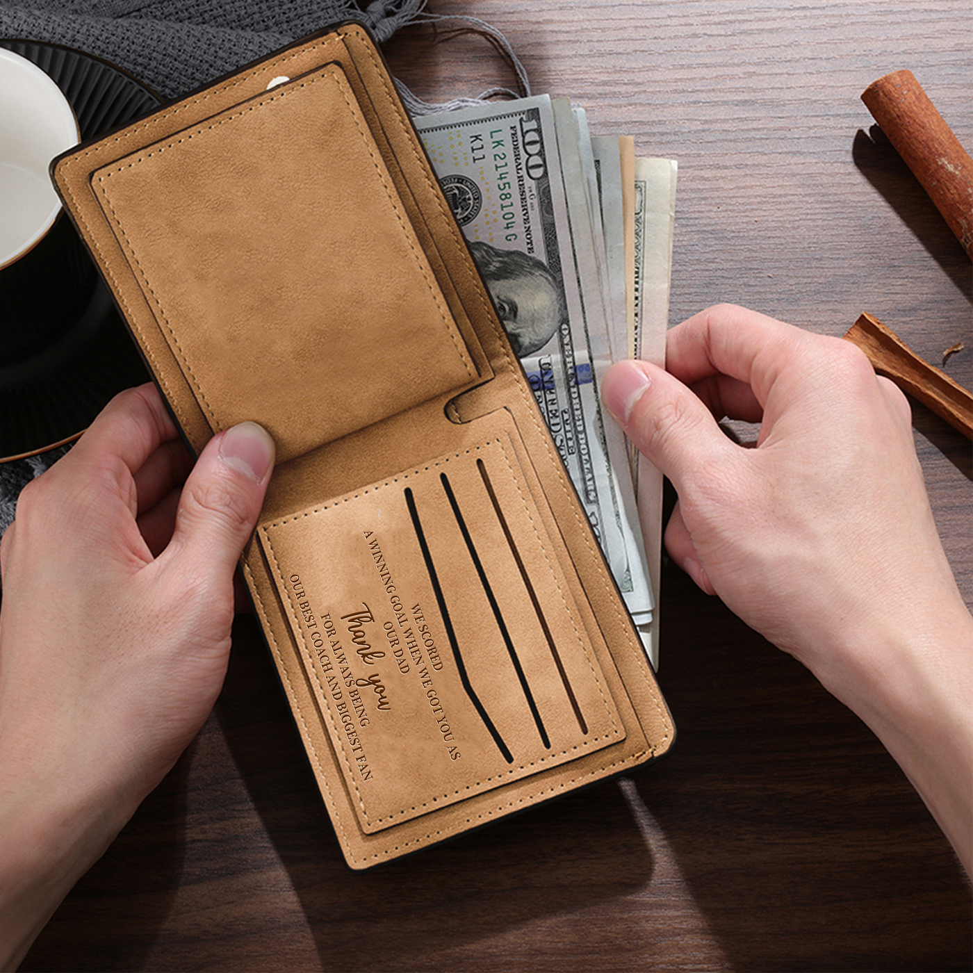 Personalized Best Dad Ever Leather Wallet – Custom Name Gift for Him | Lorajewel