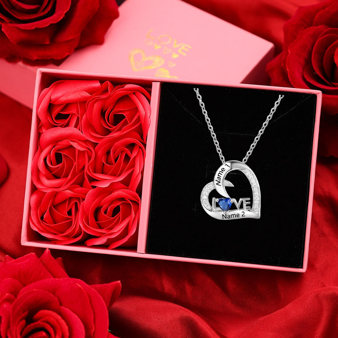 S925 LOVE Heart Necklace For Valentine Personalized Necklace with Hear