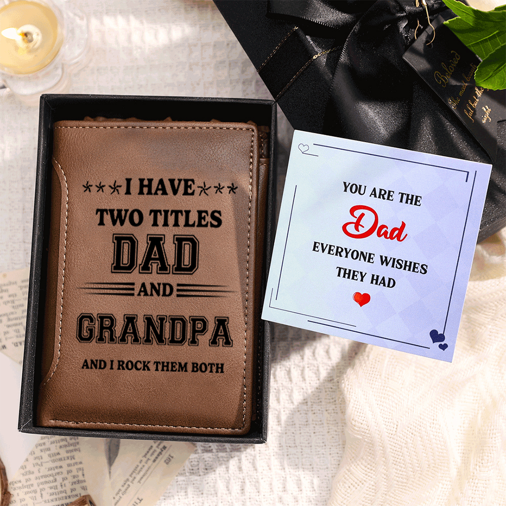 Personalised Dad and Grandpa PU Leather Wallet with Names | Lorajewel