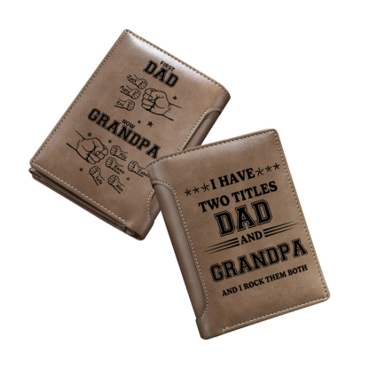 Personalised Dad and Grandpa PU Leather Wallet with Custom 1-6 Names Gift for Dad/ Grandpa | Lorajewel