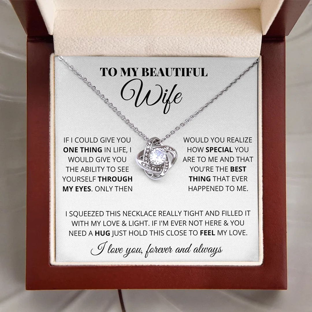To My Beautiful Wife Love Knot Necklace Gift Set for Her Special Mother's Day Gift