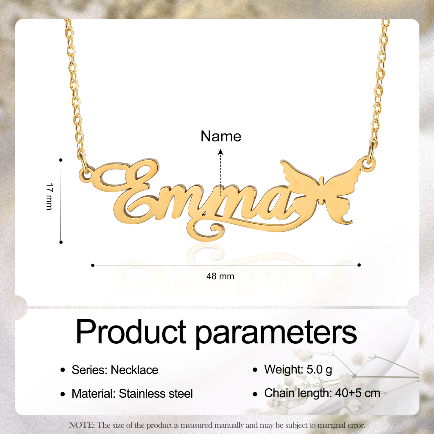 Butterfly Name Necklace Personalized One Name Necklaces Gift for Children