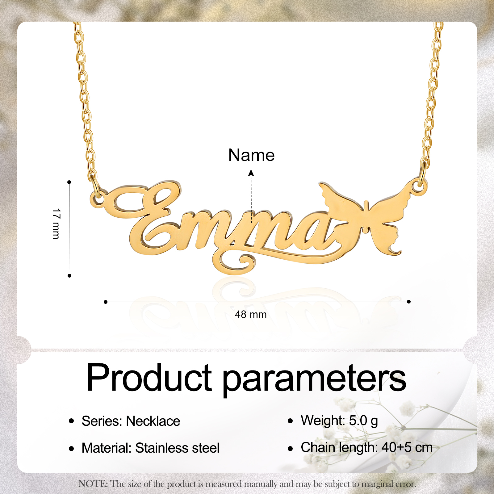 Butterfly Name Necklace Personalized One Name Necklaces Gift for Children
