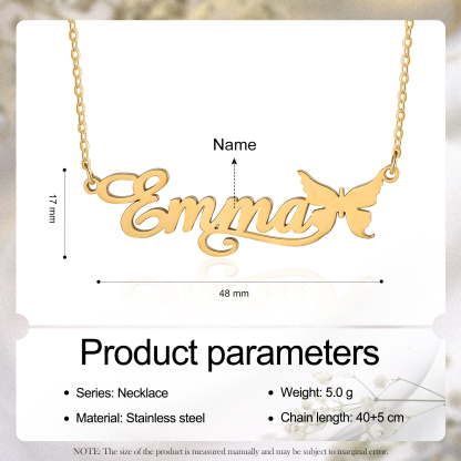 Butterfly Name Necklace Personalized One Name Necklaces Gift for Children