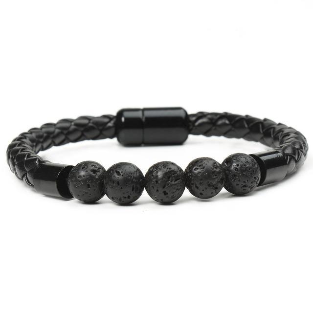 Tiger Eye Black Onyx Beaded Bracelet Men