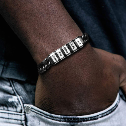 Personalized Cuban Chain Bracelet Custom 1 Name Bead Men's Bracelet