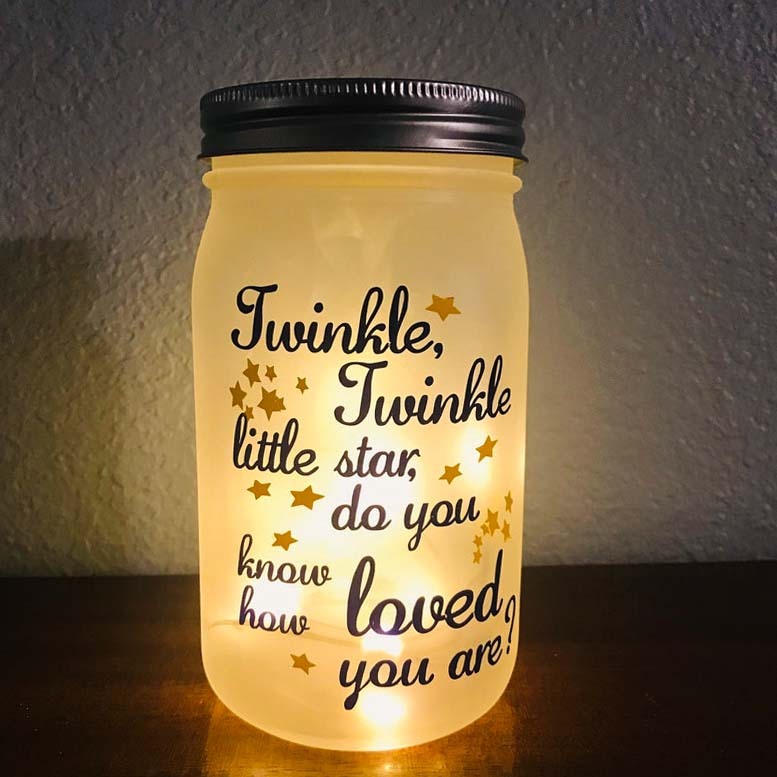 Mason Jar Night Light Twinkle Twinkle Little Star Led Lamp Home Decor