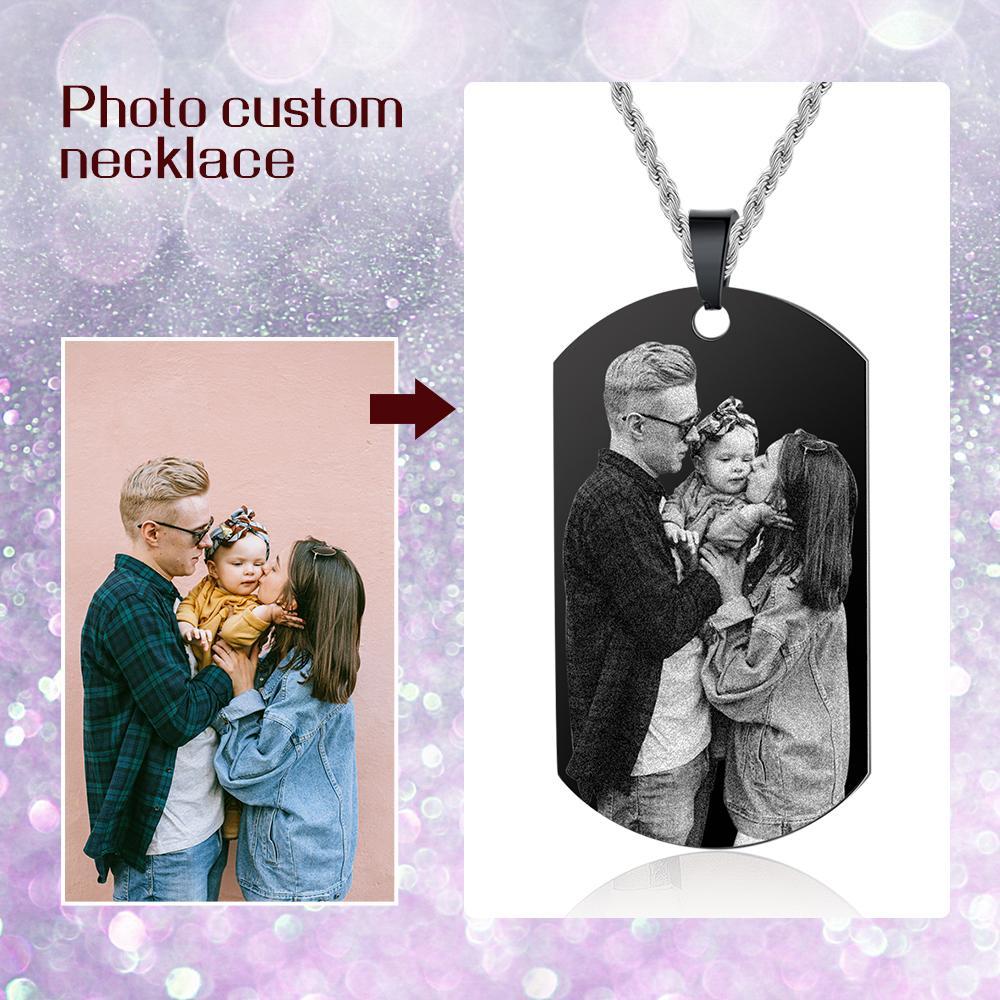 Custom Photo Tag Necklace with Calendar Personalized Gift For Him