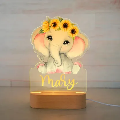 Personalized Elephant Night Light Custom Name LED Lamp for Kids-Lorajewel