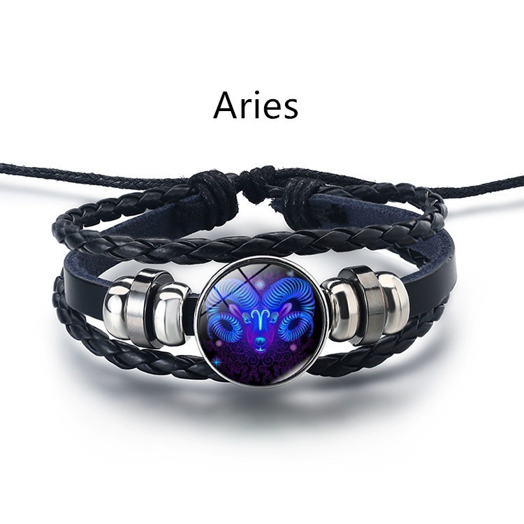 Leather Braided Bracelet Constellation Bracelet Black Multi-layered Bracelets for Family Friends