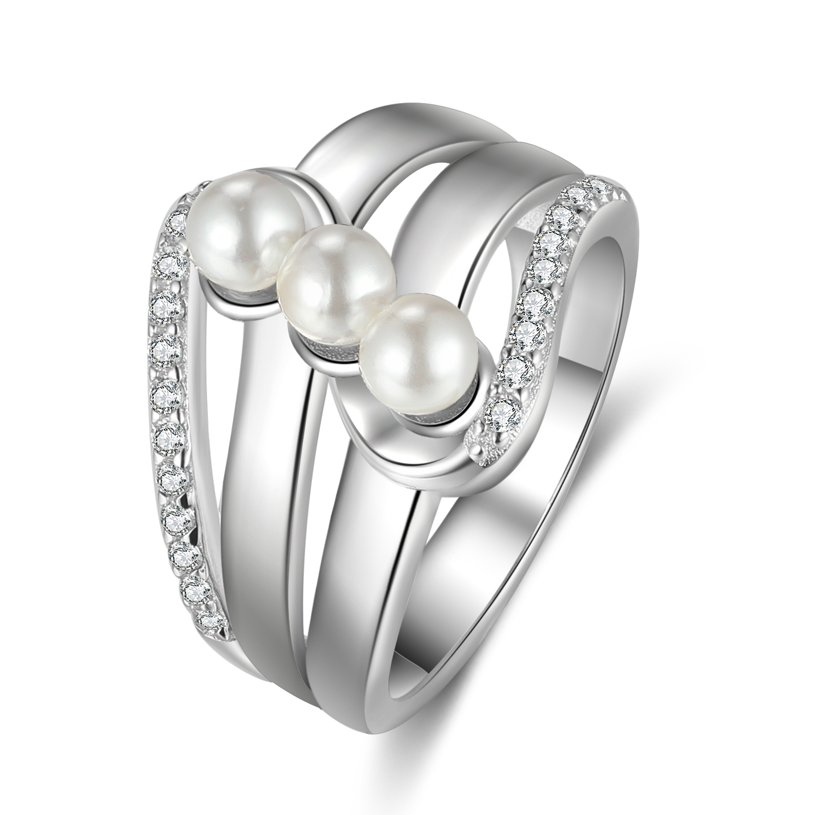 Custom Family Pearl Ring Engrave 3 Names Gifts For Her
