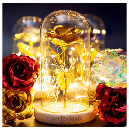 Enchanted Rose Night light Custom Text Eternity Rose LED Lamp Romantic Gift