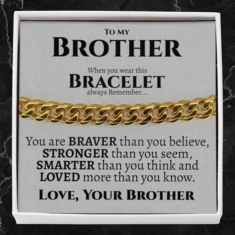 To My Brother Cuban Chain Bracelet Set Stainless Steel Bracelet 