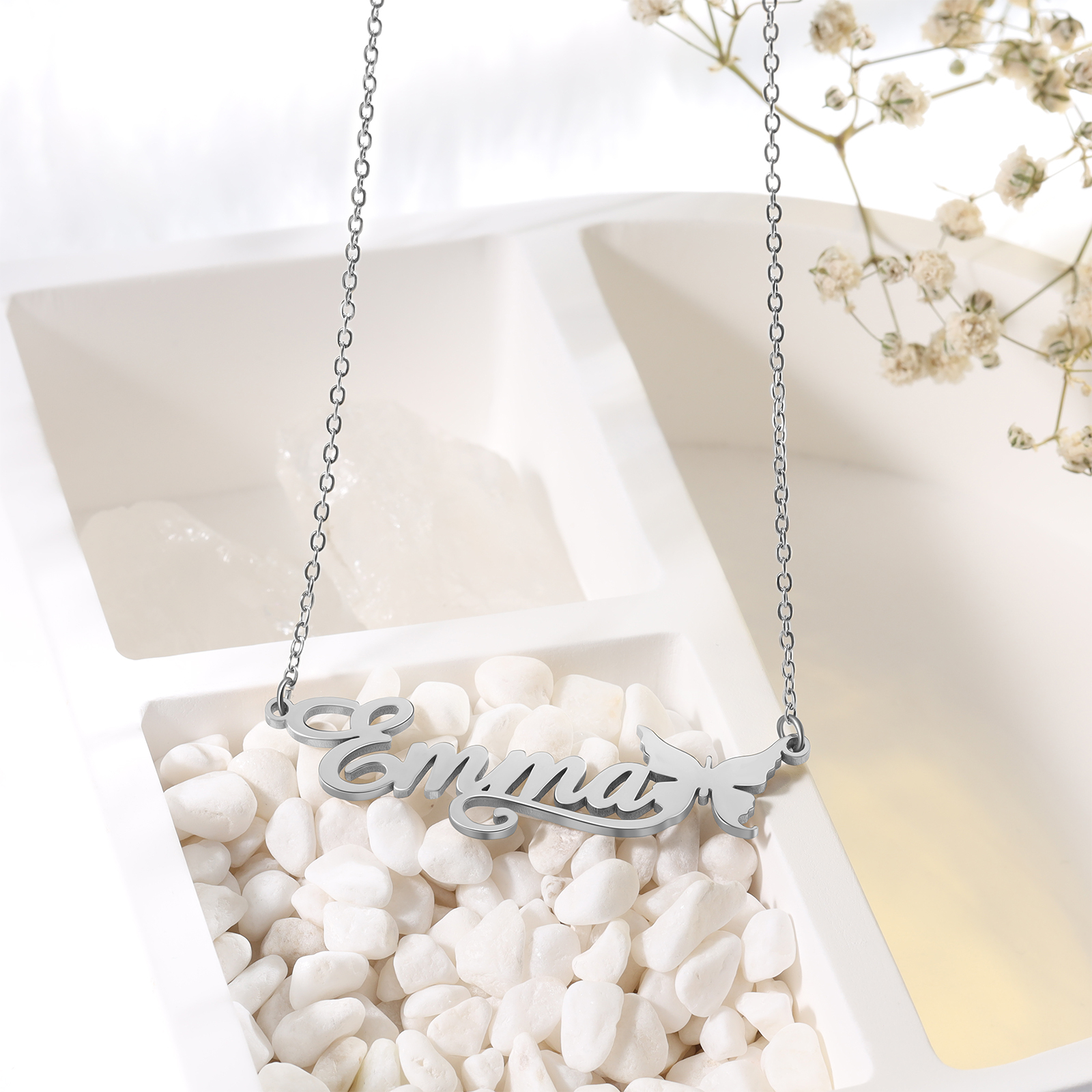 Butterfly Name Necklace Personalized One Name Necklaces Gift for Children