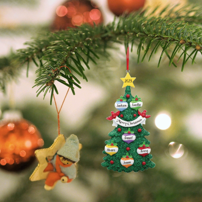 6 Names - Personalized Christmas Tree Ornaments Custom Text & Year Wooden Christmas Pendant Gifts for Family Friends