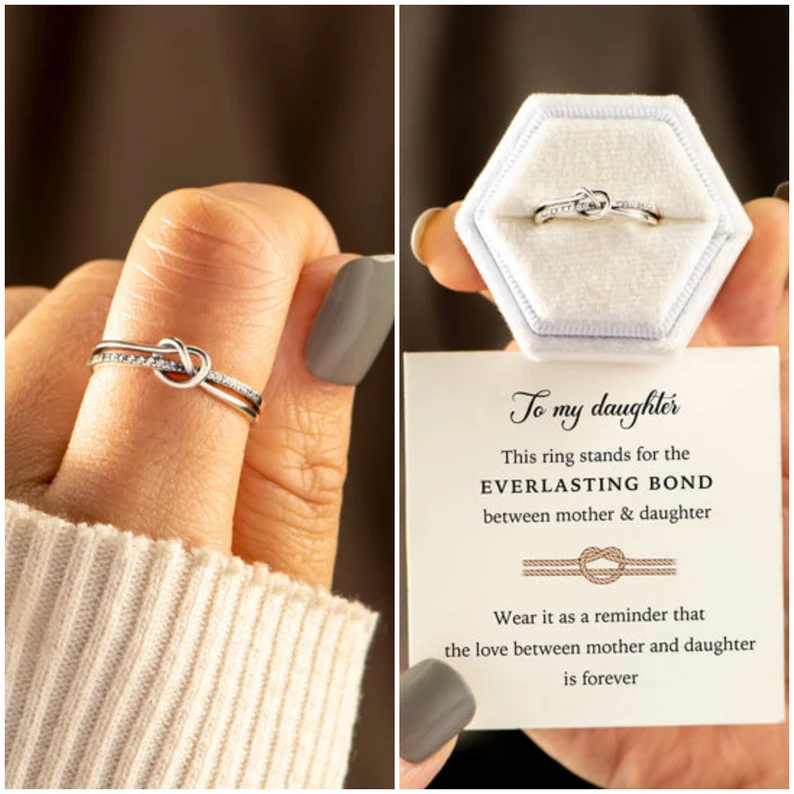 To My Daughter S925 Double Band Knot Ring Gifts for Daughter