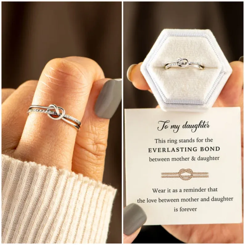 To My Daughter S925 Double Band Knot Ring Gifts for Daughter