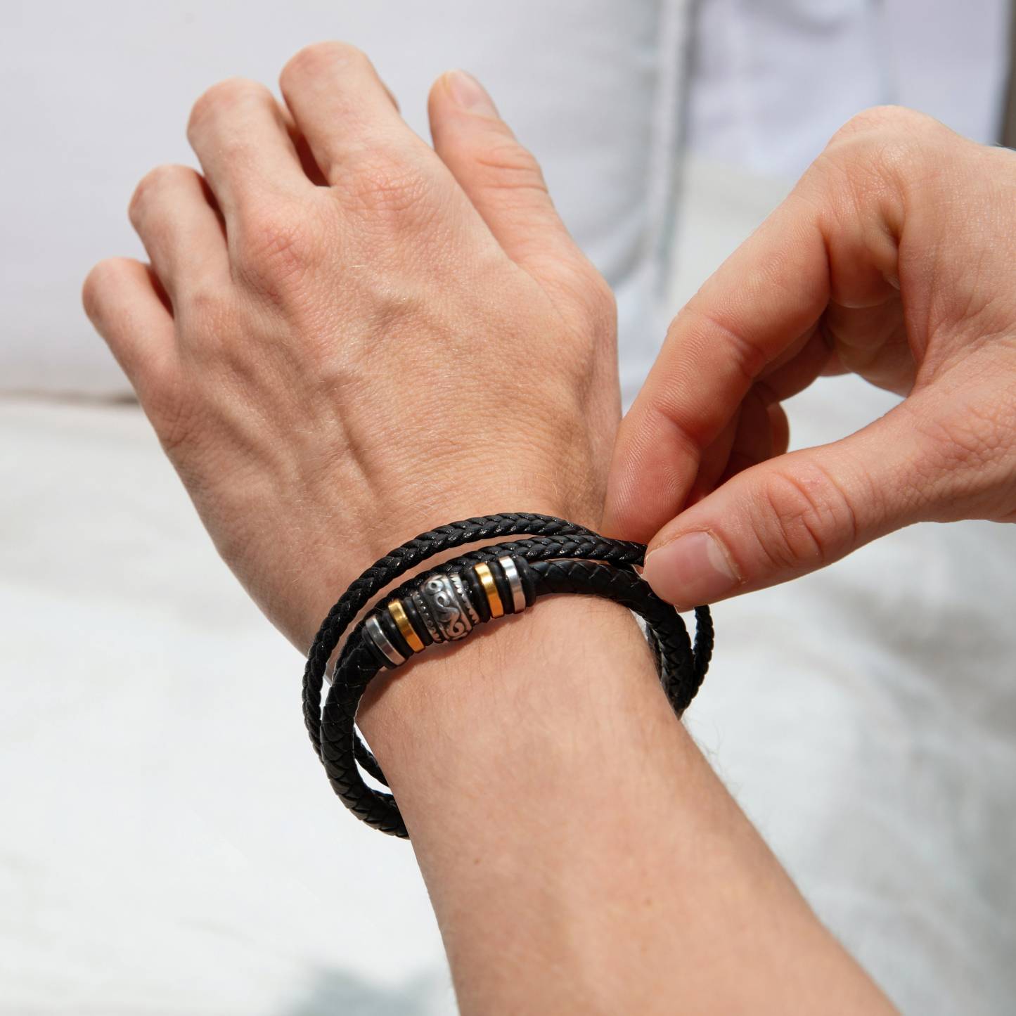 To My Son Bracelet Personalized Name Message Card Braided Leather Bracelet Mom to Son Gift - Never Forget How Much I Love You