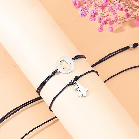 [Copy]2 Pcs Dinosaur Bracelet Set First Day of School Gift with Cartoon Gift Card Adjustable Bracelet Gift for Kids