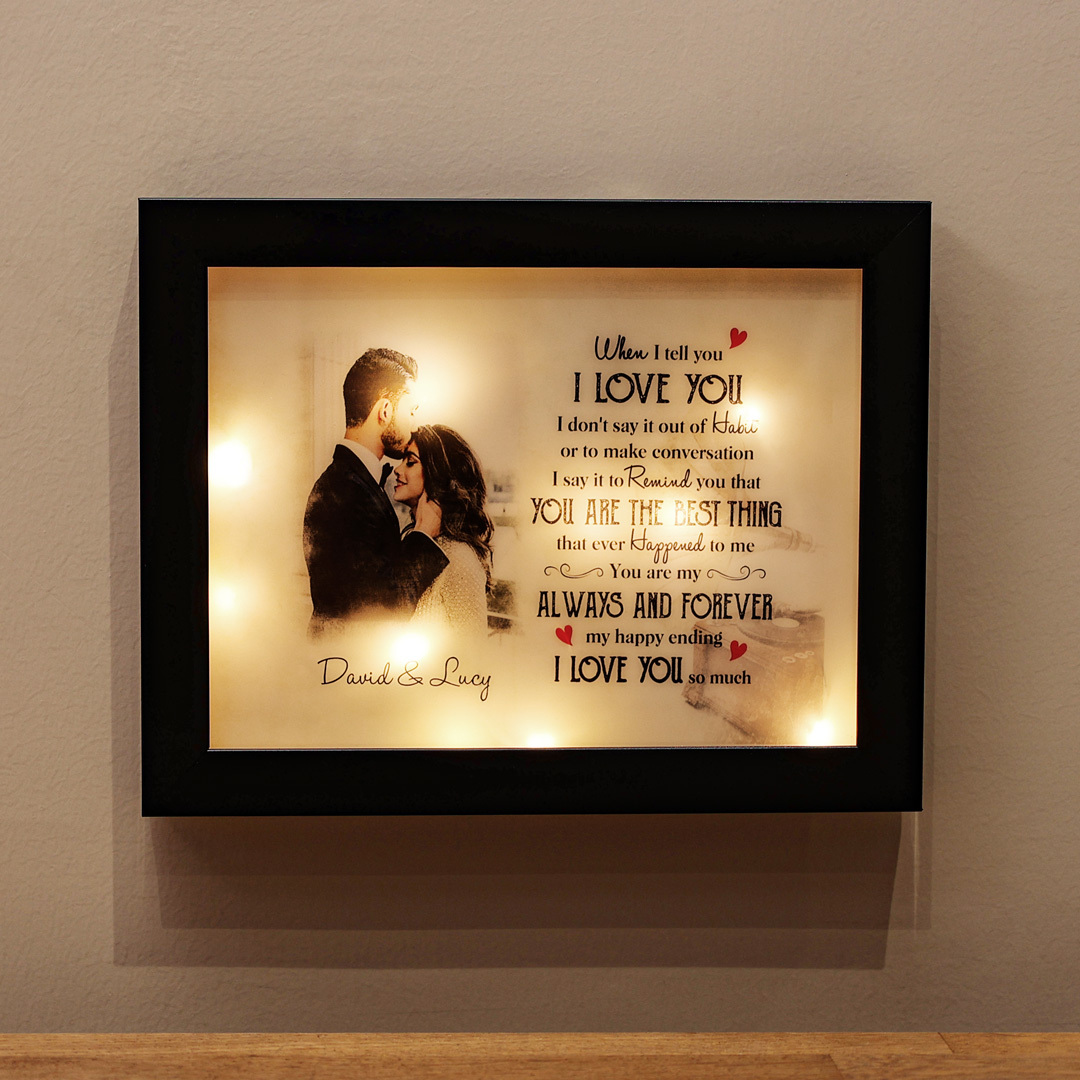 Personalized Photo Frame I Love You LED Light Shadow Box Couple Gifts