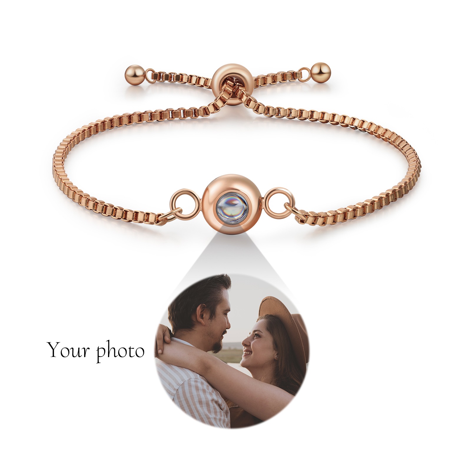 Personalized Couple Photo Projection Bracelet 
