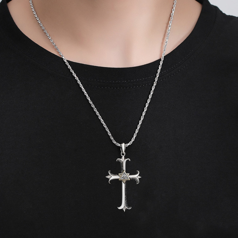 Men's Necklace Eye of God Cross Pendant Necklaces Valentine's Day Birthday Gifts for Him