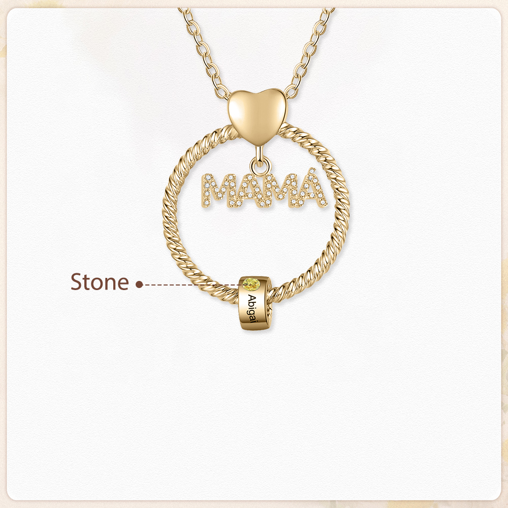 Collar con colgante de "MAMÁ" con 1 nombre Y 1 piedra de nacimiento personalizados | Jessemade