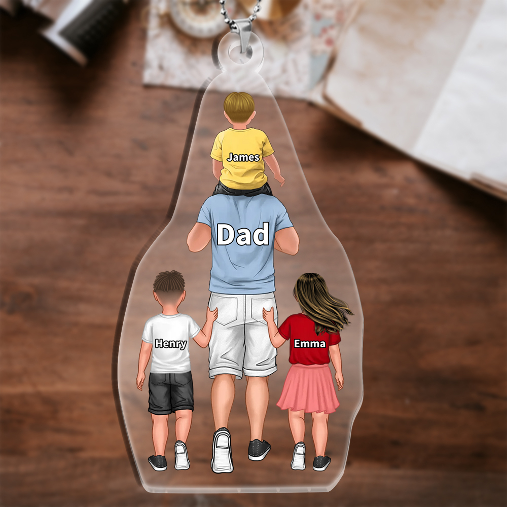 Personalized Family Hanging Ornament Custom 2–9 Names Keychain Acrylic Pendant Gift for Dad/Mom