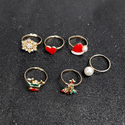 Christmas Adjustable Rings Set Ideal Gift for Family Members