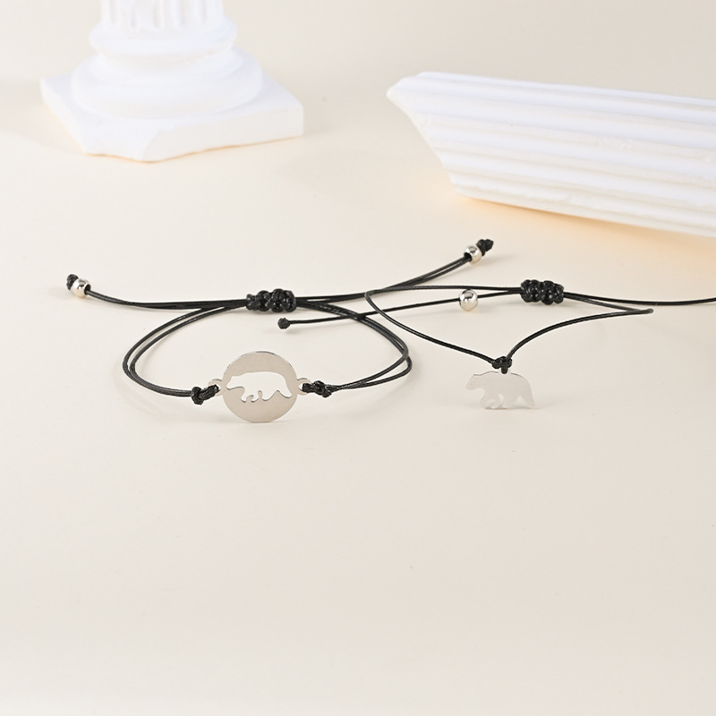 2 Pcs Parent-Child Bracelet Set Bear Bracelet Back to School Gift for Kids