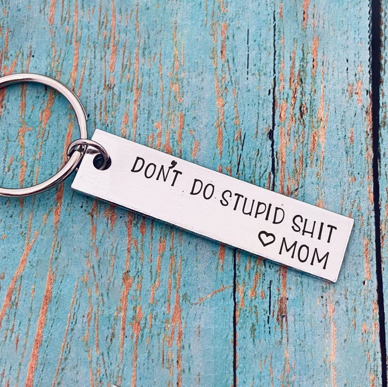 Don't Do Stupid Funny Keychain Surprise Gift Box Set for Son and Daughter