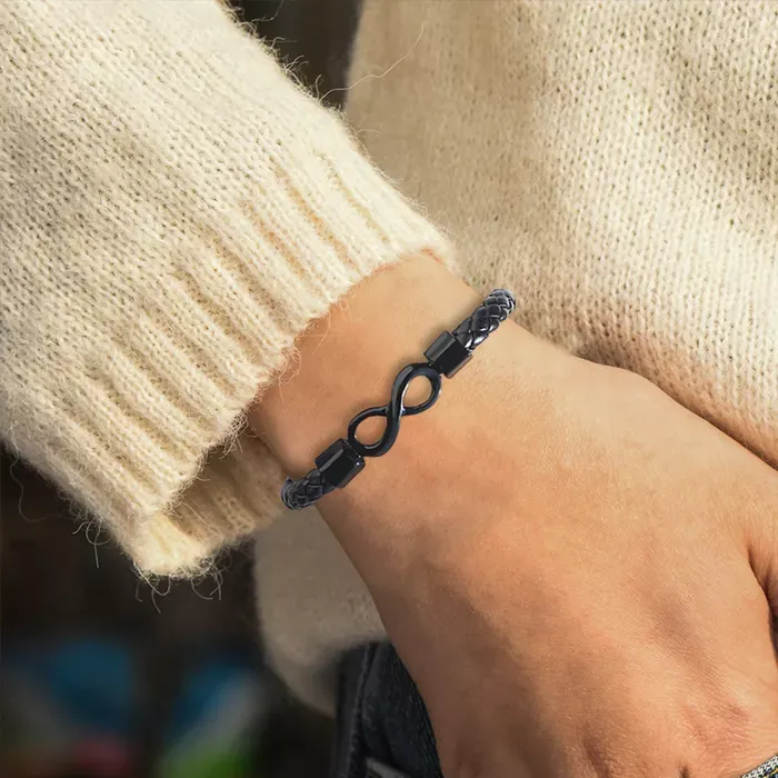 To My Wife Leather Bracelet Custom 2 Names Infinity Bracelet Gift Set - I Married You Because I Can't Live Without You