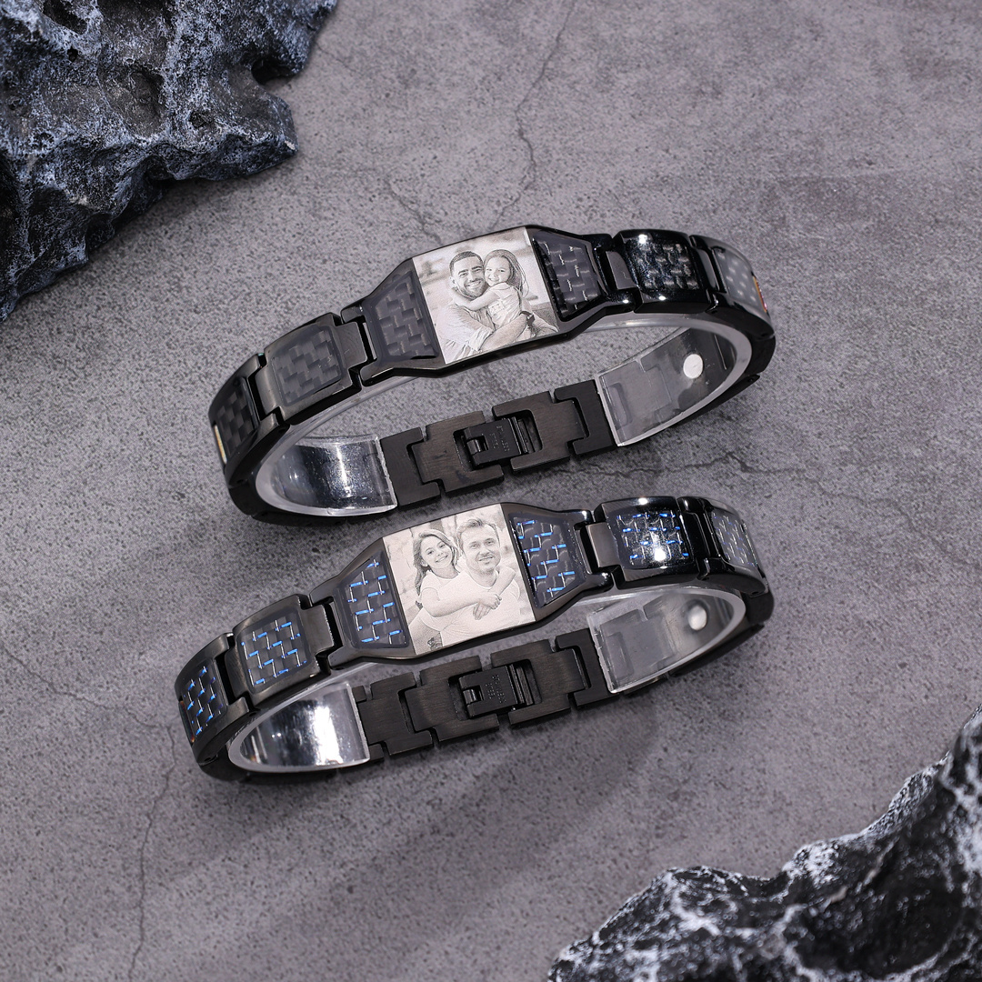 Personalized Men Bracelet Magnetic Custom Photo Bracelet for Him Valentine Gift