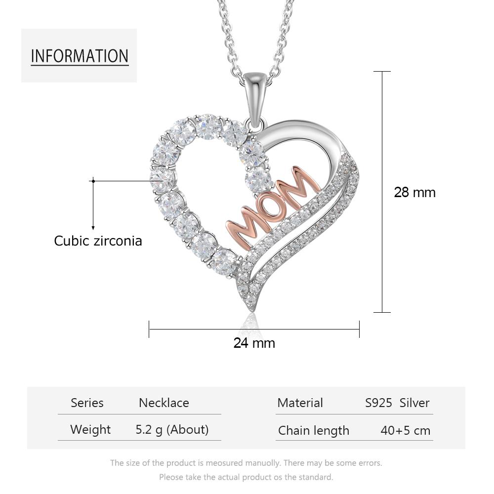 Mom Heart Necklace Heart Pendant Mother Necklace Mother's Day Gift