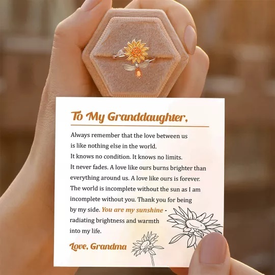To My Granddaughter Sunflower Fidget Ring "You Are My Sunshine"